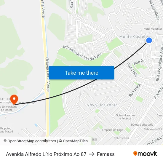 Avenida Alfredo Lírio Próximo Ao 87 to Femass map