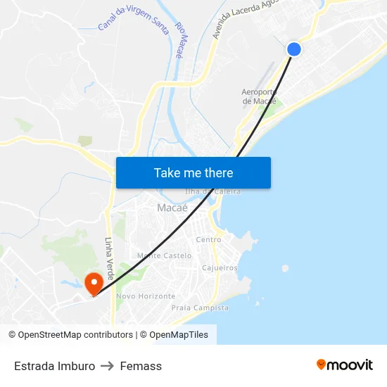 Estrada Imburo to Femass map