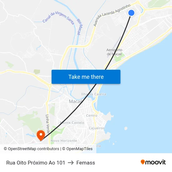 Rua Oito Próximo Ao 101 to Femass map