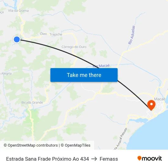 Estrada Sana Frade Próximo Ao 434 to Femass map