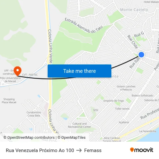 Rua Venezuela Próximo Ao 100 to Femass map