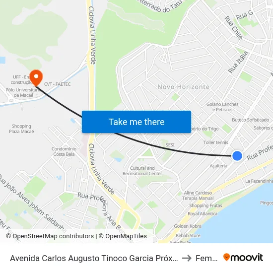 Avenida Carlos Augusto Tinoco Garcia Próximo Ao 1402 to Femass map