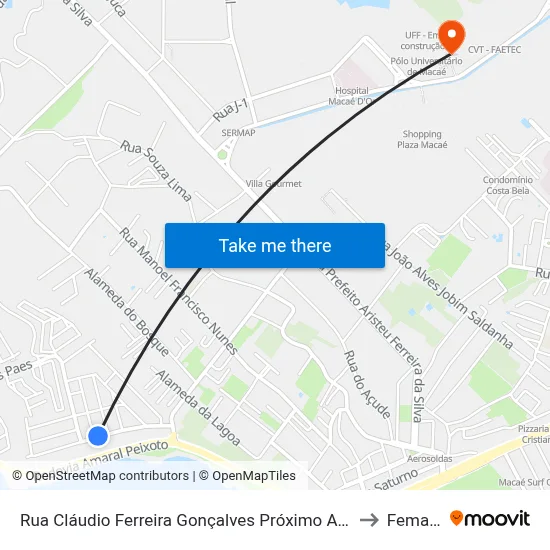 Rua Cláudio Ferreira Gonçalves Próximo Ao 310 to Femass map