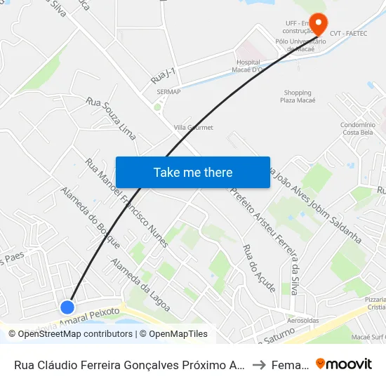 Rua Cláudio Ferreira Gonçalves Próximo Ao 337 to Femass map