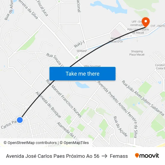 Avenida José Carlos Paes Próximo Ao 56 to Femass map