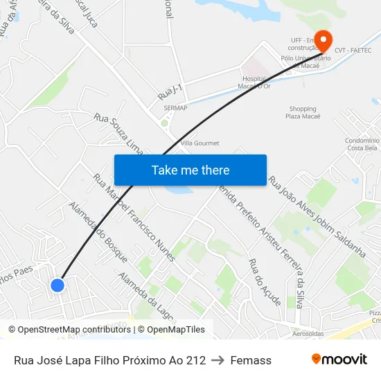 Rua José Lapa Filho Próximo Ao 212 to Femass map