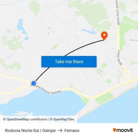 Rodovia Norte-Sul | Galope to Femass map