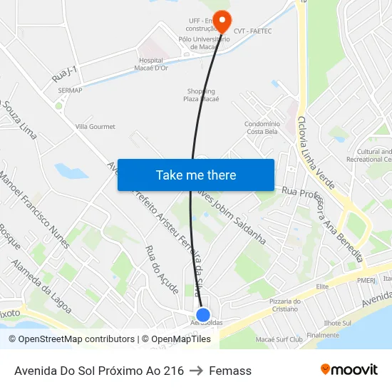 Avenida Do Sol Próximo Ao 216 to Femass map