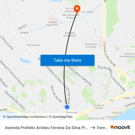 Avenida Prefeito Aristeu Ferreira Da Silva Próximo Ao 5868 to Femass map