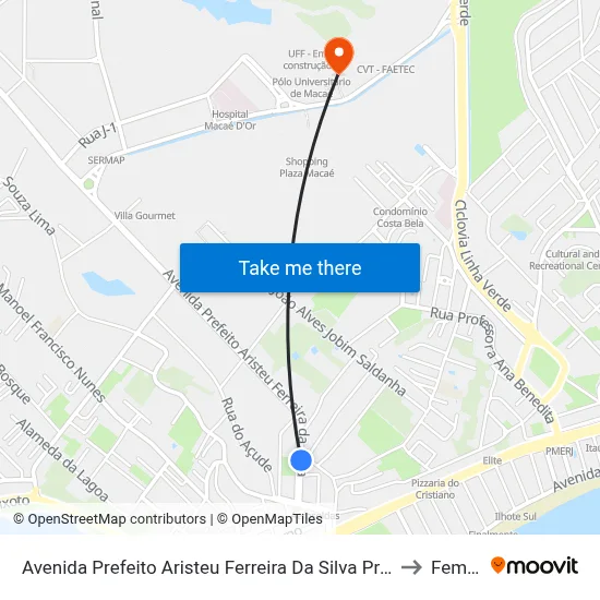 Avenida Prefeito Aristeu Ferreira Da Silva Próximo Ao 136 to Femass map