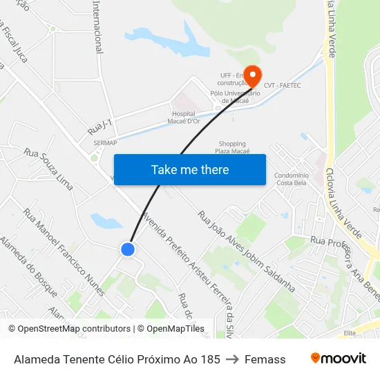 Alameda Tenente Célio Próximo Ao 185 to Femass map