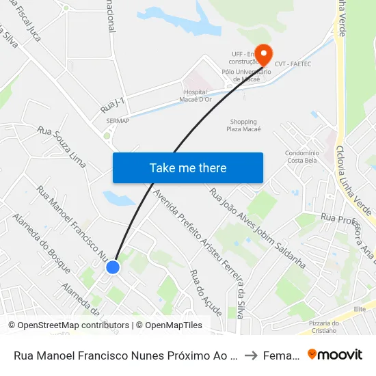 Rua Manoel Francisco Nunes Próximo Ao 716 to Femass map