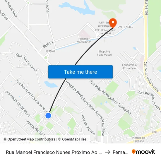 Rua Manoel Francisco Nunes Próximo Ao 745 to Femass map