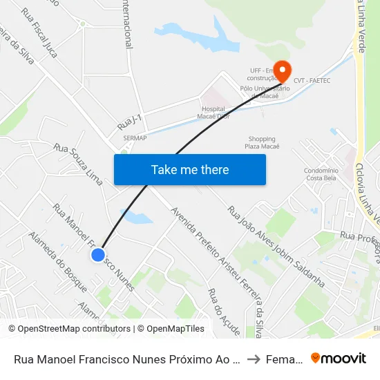 Rua Manoel Francisco Nunes Próximo Ao 775 to Femass map