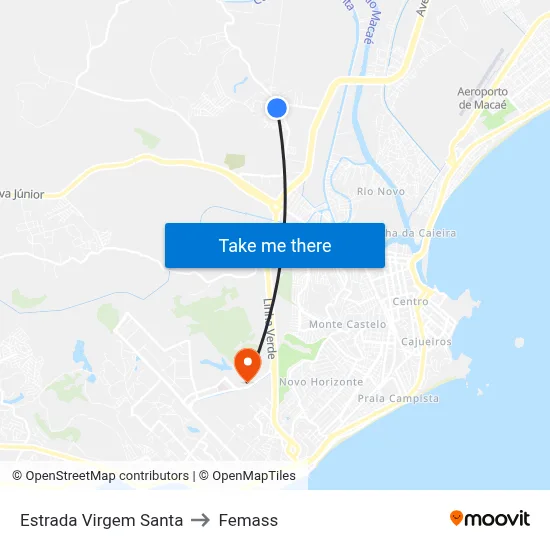 Estrada Virgem Santa to Femass map