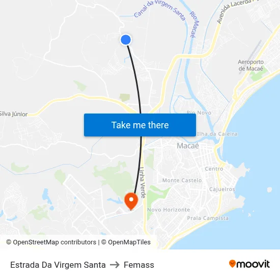 Estrada Da Virgem Santa to Femass map