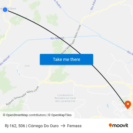 Rj-162, 506 | Córrego Do Ouro to Femass map