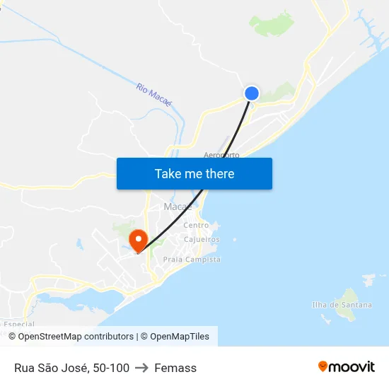 Rua São José, 50-100 to Femass map
