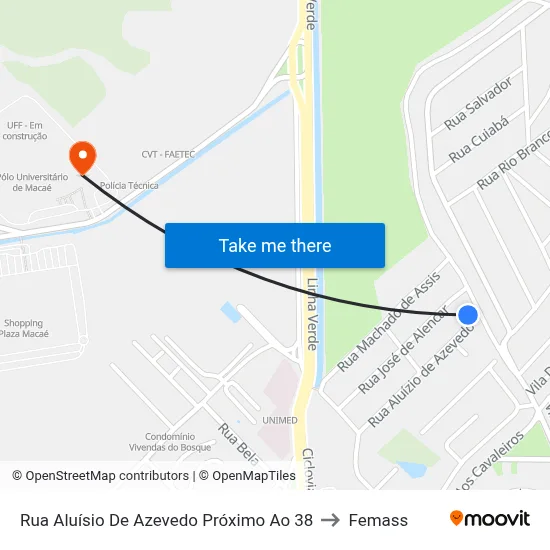 Rua Aluísio De Azevedo Próximo Ao 38 to Femass map