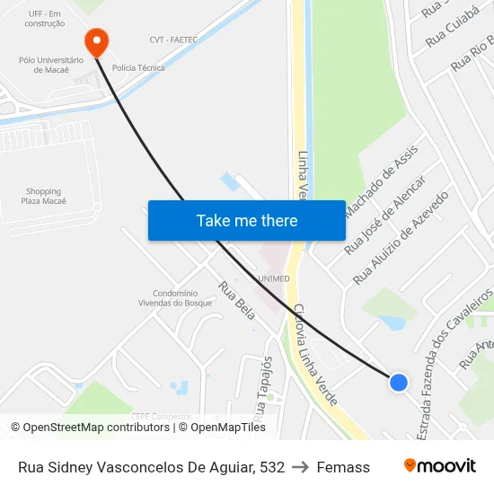 Rua Sidney Vasconcelos De Aguiar, 532 to Femass map