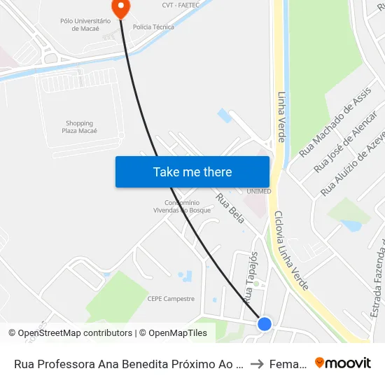 Rua Professora Ana Benedita Próximo Ao 650 to Femass map