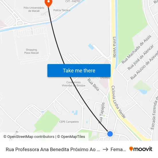 Rua Professora Ana Benedita Próximo Ao 664 to Femass map