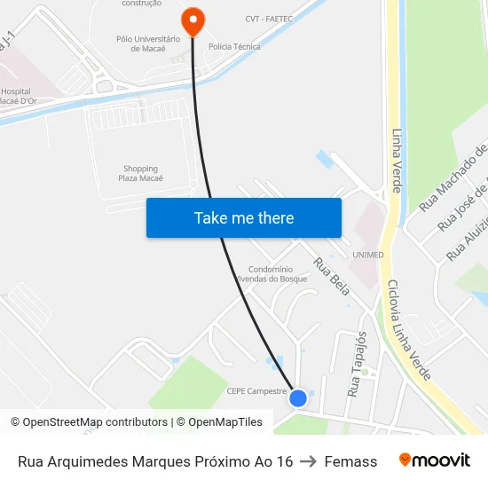 Rua Arquimedes Marques Próximo Ao 16 to Femass map