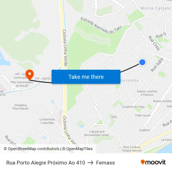 Rua Porto Alegre Próximo Ao 410 to Femass map
