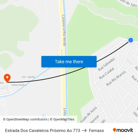 Estrada Dos Cavaleiros Próximo Ao 773 to Femass map