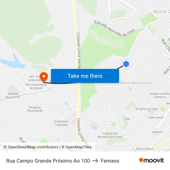 Rua Campo Grande Próximo Ao 100 to Femass map