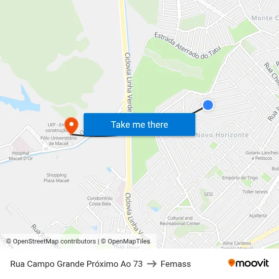 Rua Campo Grande Próximo Ao 73 to Femass map