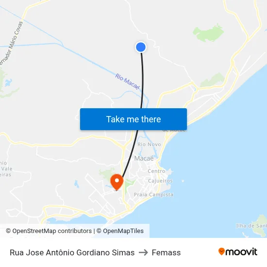 Rua Jose Antônio Gordiano Simas to Femass map