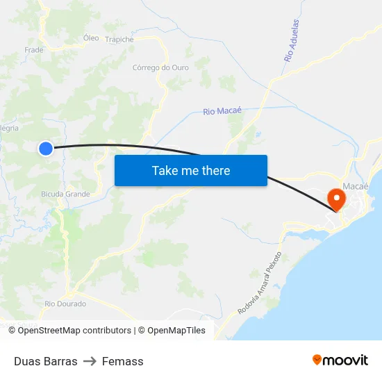 Duas Barras to Femass map