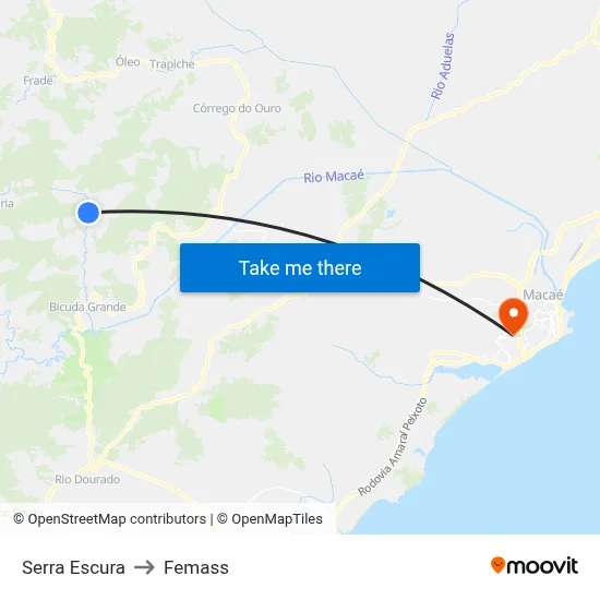 Serra Escura to Femass map