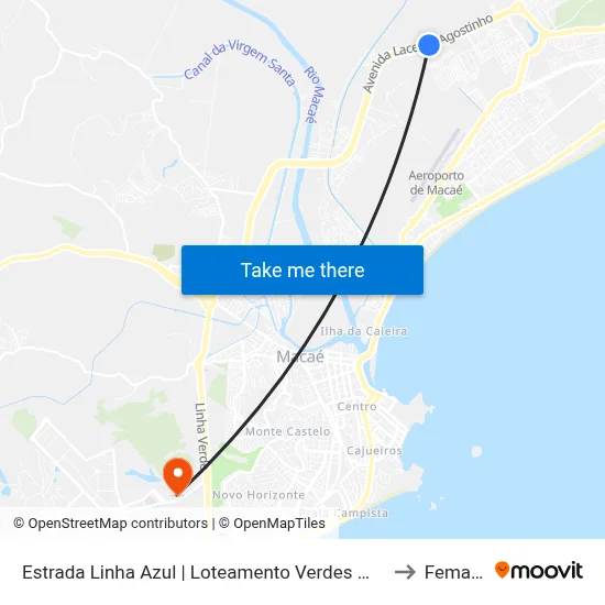 Estrada Linha Azul | Loteamento Verdes Mares to Femass map