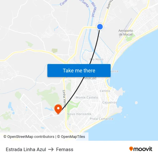 Estrada Linha Azul to Femass map
