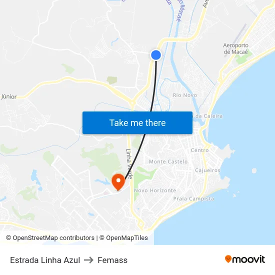 Estrada Linha Azul to Femass map