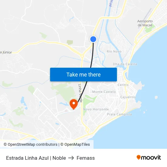 Estrada Linha Azul | Noble to Femass map