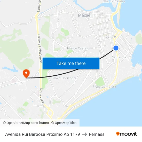 Avenida Rui Barbosa Próximo Ao 1179 to Femass map