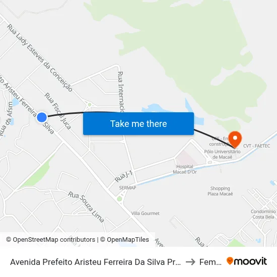 Avenida Prefeito Aristeu Ferreira Da Silva Próximo Ao 2500 to Femass map