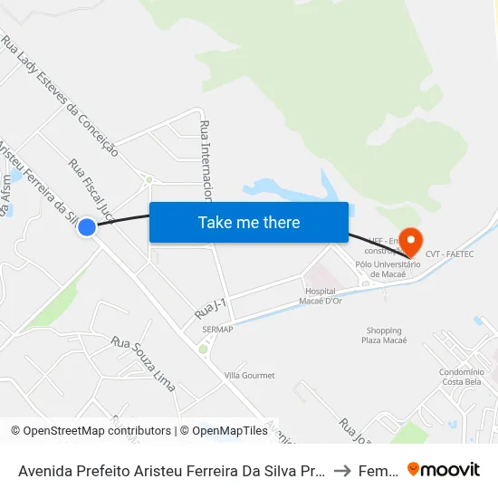 Avenida Prefeito Aristeu Ferreira Da Silva Próximo Ao 2388 to Femass map