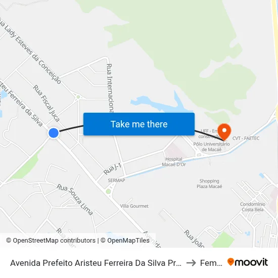 Avenida Prefeito Aristeu Ferreira Da Silva Próximo Ao 2210 to Femass map