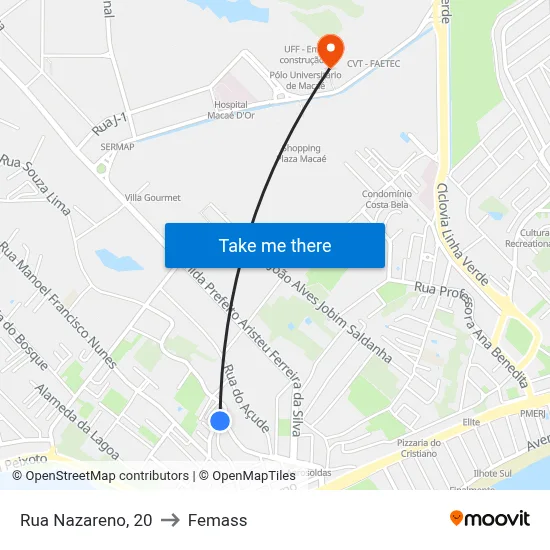 Rua Nazareno, 20 to Femass map