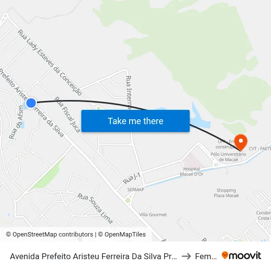Avenida Prefeito Aristeu Ferreira Da Silva Próximo Ao 2829 to Femass map