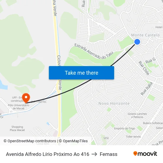 Avenida Alfredo Lírio Próximo Ao 416 to Femass map