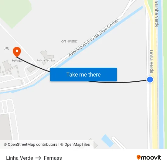 Linha Verde to Femass map