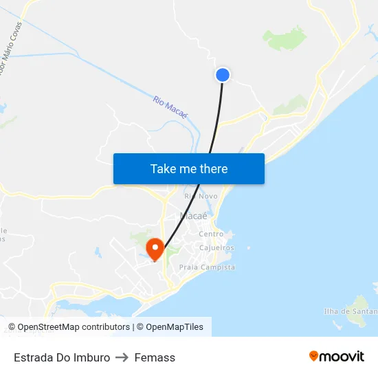 Estrada Do Imburo to Femass map