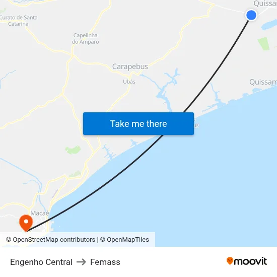 Engenho Central to Femass map