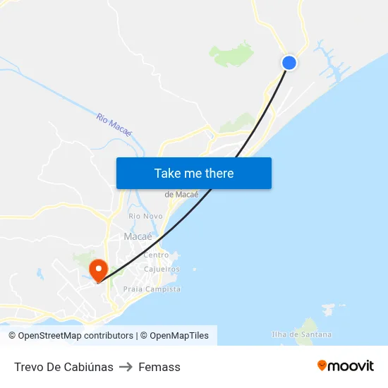 Trevo De Cabiúnas to Femass map