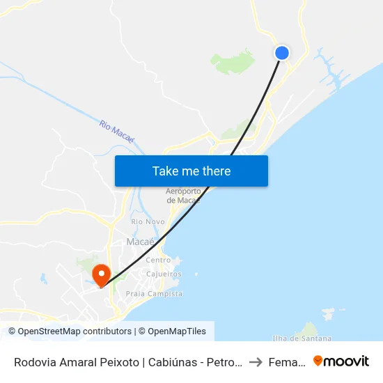 Rodovia Amaral Peixoto | Cabiúnas - Petrobras to Femass map